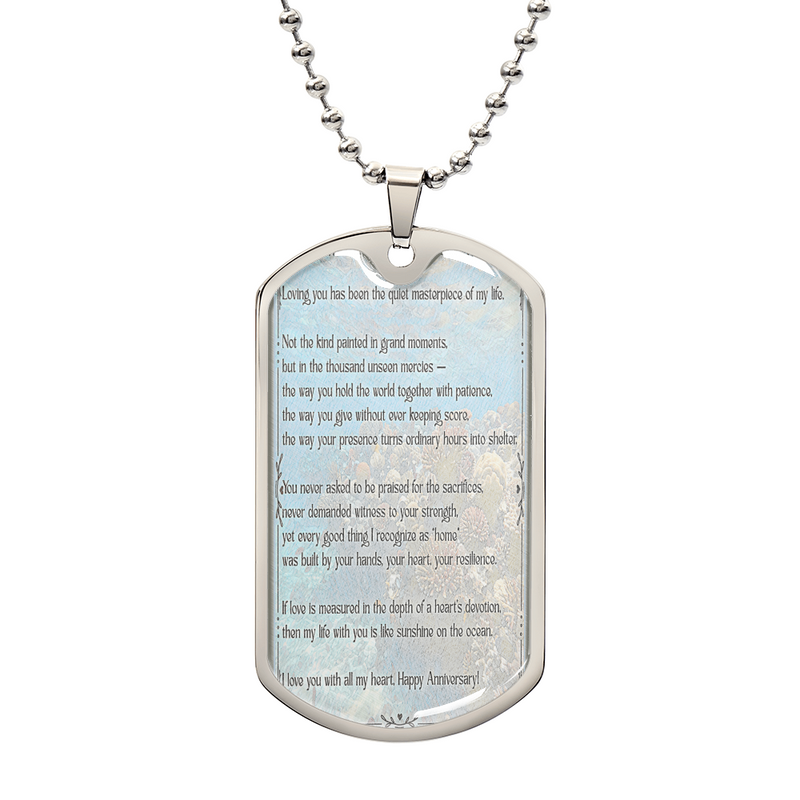 Loving You Dog Tag Necklace Anniversary Keepsake