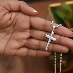 To My Son -- Christmas Blessings Cross Necklace w/Ball Chain
