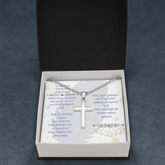 To My Son -- Christmas Blessings Cross Necklace w/Ball Chain
