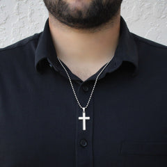 To My Son -- Christmas Blessings Cross Necklace w/Ball Chain