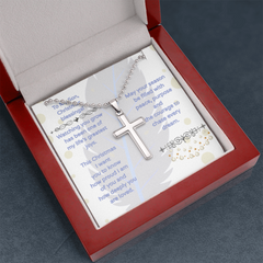 To My Son -- Christmas Blessings Cross Necklace w/Ball Chain