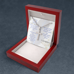 To My Son -- Christmas Blessings Cross Necklace w/Ball Chain