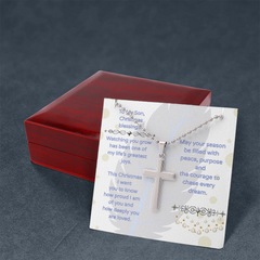 To My Son -- Christmas Blessings Cross Necklace w/Ball Chain