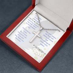 To My Son -- Christmas Blessings Cross Necklace w/Ball Chain