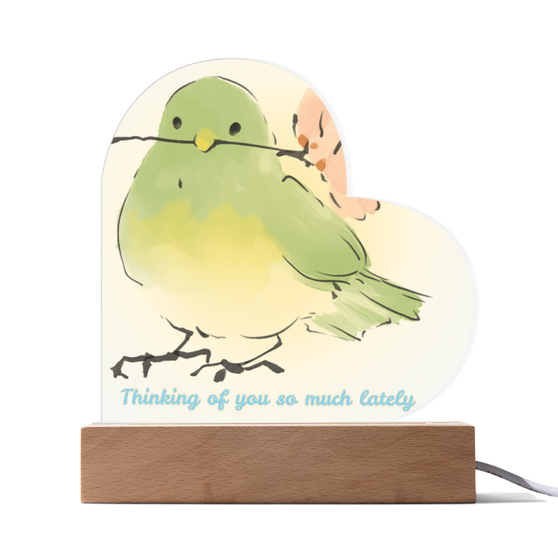 Thinking of You Heart Acrylic Plaque with Light