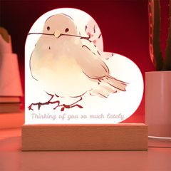 Thinking of You Heart Acrylic Plaque with Light