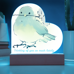 Thinking of You Heart Acrylic Plaque with Light