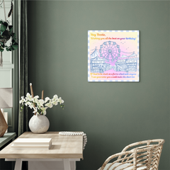 Hey Bestie! Birthday Ferris Wheel Gloss Metal Print