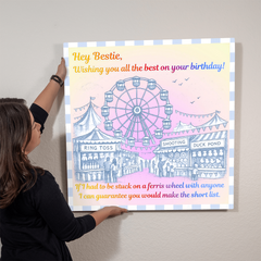 Hey Bestie! Birthday Ferris Wheel Gloss Metal Print