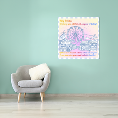 Hey Bestie! Birthday Ferris Wheel Gloss Metal Print