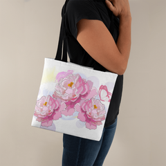 Pink Peonies Canvas Tote Bag