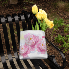 Pink Peonies Canvas Tote Bag