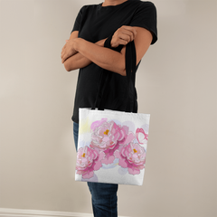 Pink Peonies Canvas Tote Bag