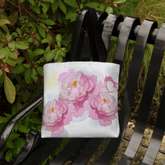Pink Peonies Canvas Tote Bag