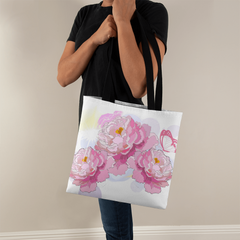 Pink Peonies Canvas Tote Bag