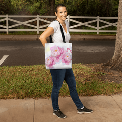 Pink Peonies Canvas Tote Bag