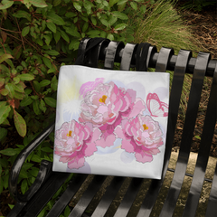 Pink Peonies Canvas Tote Bag