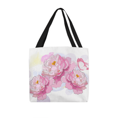 Pink Peonies Canvas Tote Bag