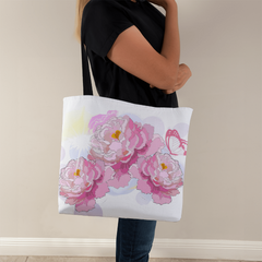 Pink Peonies Canvas Tote Bag