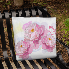 Pink Peonies Canvas Tote Bag