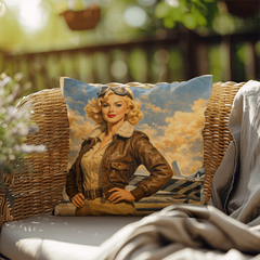 MUSTANG P-51 Aviatrix Outdoor Pillow