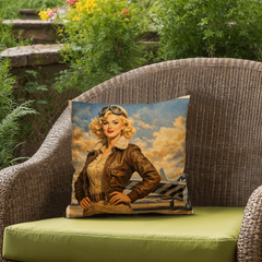 MUSTANG P-51 Aviatrix Outdoor Pillow