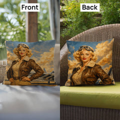 MUSTANG P-51 Aviatrix Outdoor Pillow