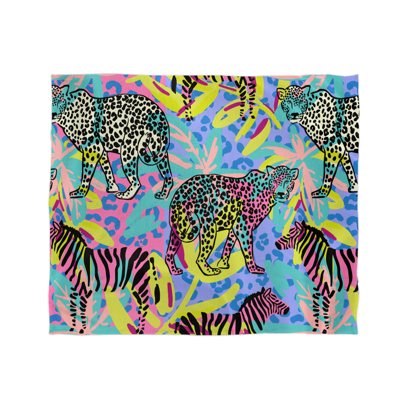 Zebras and Leopards Pop Colors Blanket
