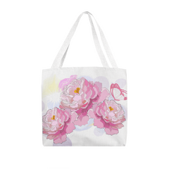 Pink Peonies Canvas Tote Bag