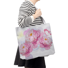 Pink Peonies Canvas Tote Bag