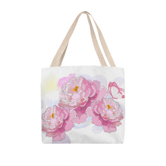 Pink Peonies Canvas Tote Bag