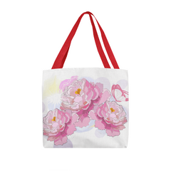 Pink Peonies Canvas Tote Bag