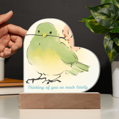 Thinking of You Heart Acrylic Plaque with Light
