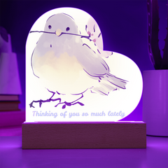 Thinking of You Heart Acrylic Plaque with Light