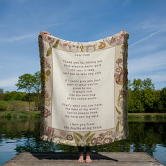 Dear Mom 46" x 56" Woven texture fringed Blanket