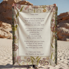 Dear Mom 46" x 56" Woven texture fringed Blanket