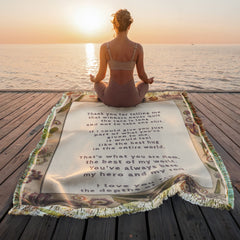 Dear Mom 46" x 56" Woven texture fringed Blanket