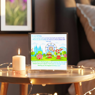 Best Friend Birthday Message on Gorgeous Clear Acrylic Block
