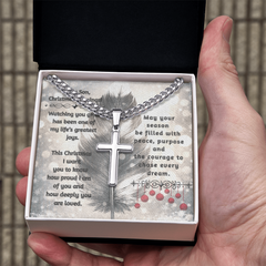 To My Son -- Christmas Blessings Cross Necklace (Gold or Stainless Steel)