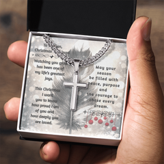 To My Son -- Christmas Blessings Cross Necklace (Gold or Stainless Steel)