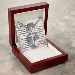 To My Son -- Christmas Blessings Cross Necklace (Gold or Stainless Steel)