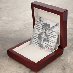 To My Son -- Christmas Blessings Cross Necklace (Gold or Stainless Steel)