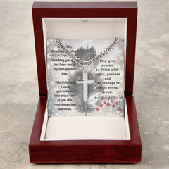 To My Son -- Christmas Blessings Cross Necklace (Gold or Stainless Steel)