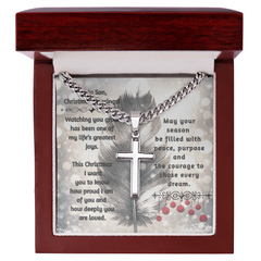 To My Son -- Christmas Blessings Cross Necklace (Gold or Stainless Steel)