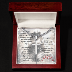 To My Son -- Christmas Blessings Cross Necklace (Gold or Stainless Steel)