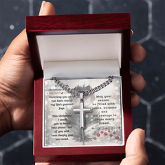 To My Son -- Christmas Blessings Cross Necklace (Gold or Stainless Steel)