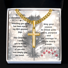 To My Son -- Christmas Blessings Cross Necklace (Gold or Stainless Steel)