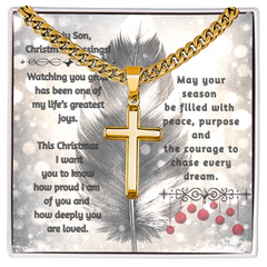 To My Son -- Christmas Blessings Cross Necklace (Gold or Stainless Steel)