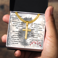 To My Son -- Christmas Blessings Cross Necklace (Gold or Stainless Steel)