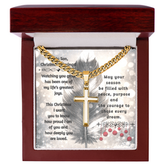 To My Son -- Christmas Blessings Cross Necklace (Gold or Stainless Steel)